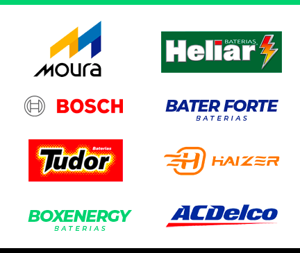 Baterias Moura, Bosch, BoxEnergy, AcDelco, Baterforte, Heliar