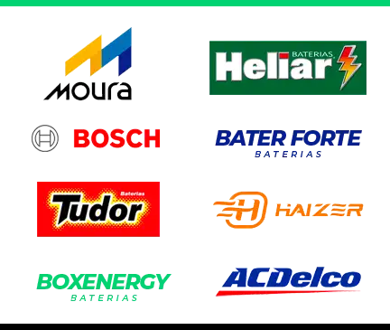 Baterias Moura, Bosch, BoxEnergy, AcDelco, Baterforte, Heliar